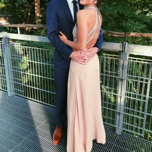 ASOS taupe halter dress w/ sparkle US 4 Bridesmaid